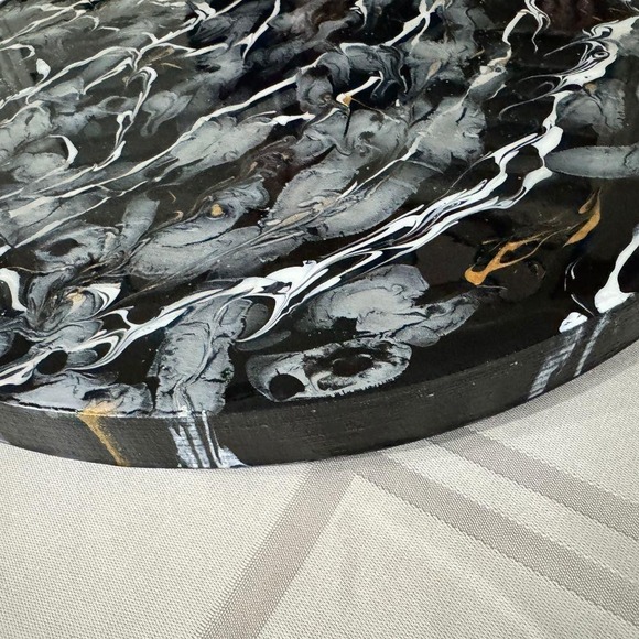 Stunning 18" Handpainted Lazy Susan - Metallic Abstract Art - Picture 3 of 5